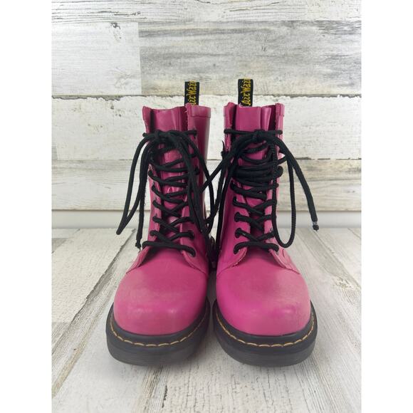 Dr. Martens Womens 5.5 Pink 1460 Drench Platform Rain Combat Boots - Picture 2 of 9